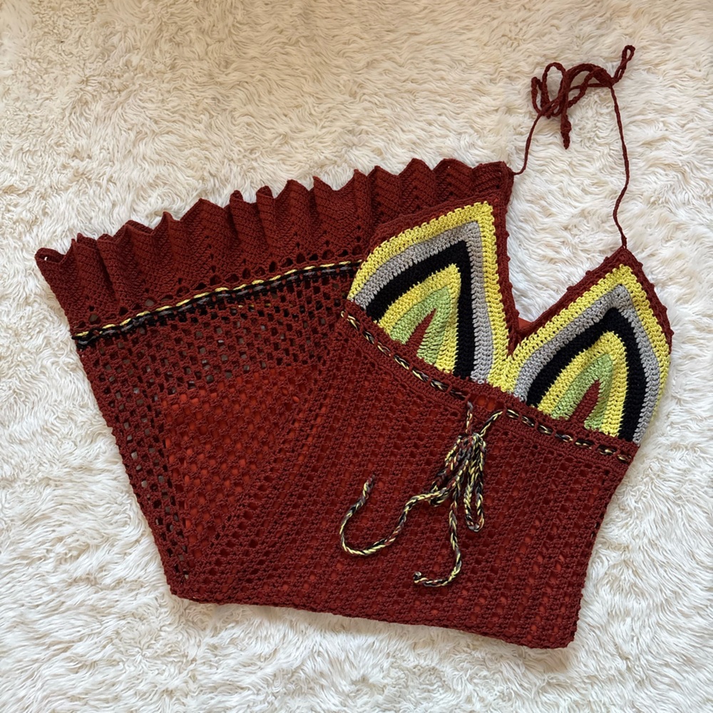 Solitaire Strapless Dress in Red and Yellow